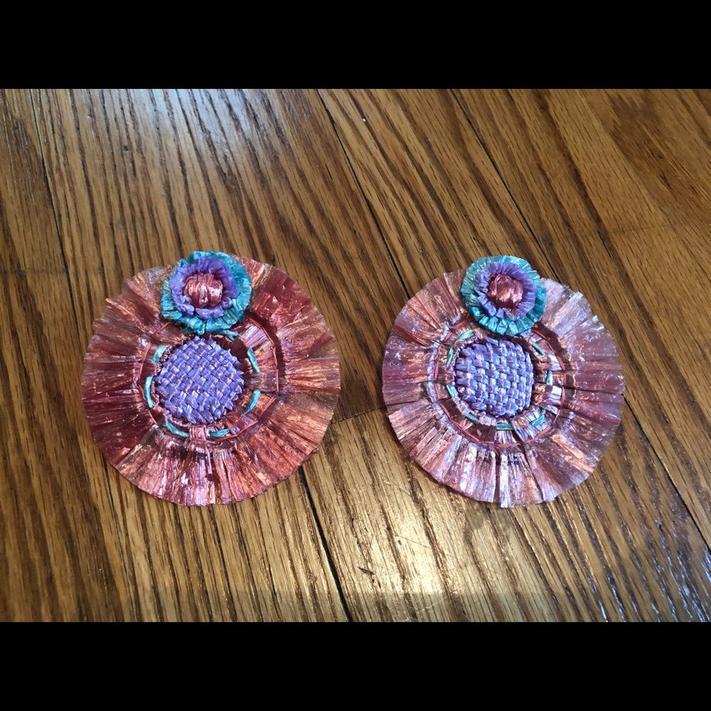 Anthropologie Straw Boho Earrings